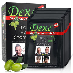 Dexe: cabello negro con brillo instantáneo y color temporal natural.
