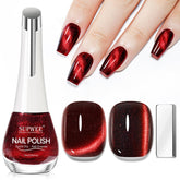 Esmalte magnético SUPWEE rojo con efecto ojo de gato en botella.