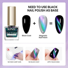 SUPWEE esmalte cat eye multicolor con efecto iridiscente para uñas.