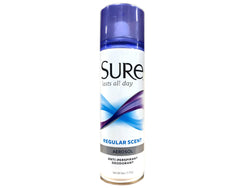 Sure AP Desodorante Regular en aerosol, botella 6 oz, frescura diaria.