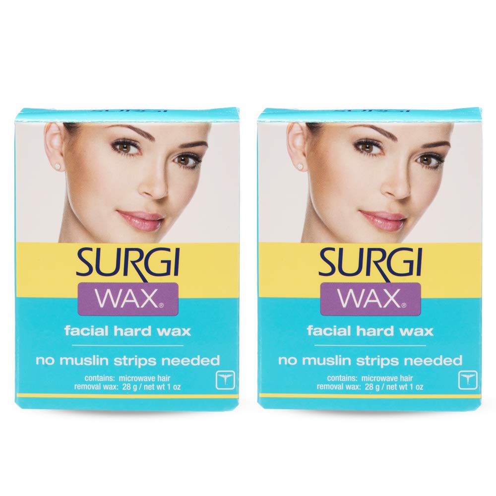 Surgiwax: cera facial dura microondas en envase de 1oz para uso rápido en casa.