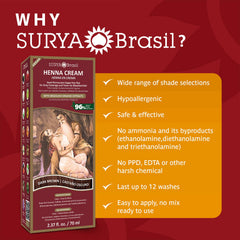 Surya Brasil Crema Henna Marrón Oscuro kit completo para uso casero seguro