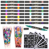 Suu66 tattoo markers kit with 16 colors for vibrant, temporary body art.
