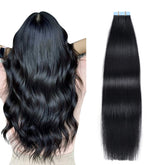 SUYYA extensiones de pelo tape jet negro 20 pulgadas para un look natural