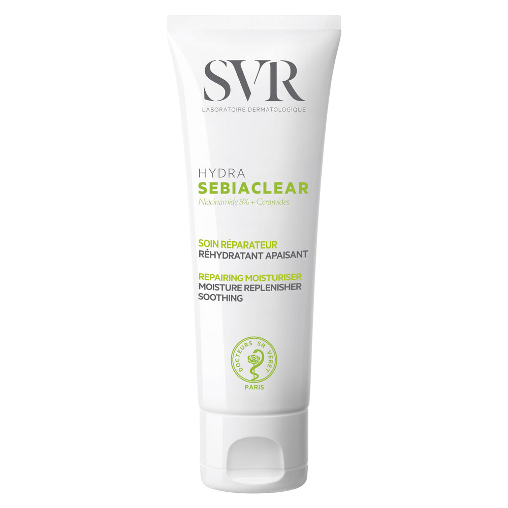 SVR Sebiaclear crema facial textura mate para piel grasa y sensible sin brillo.