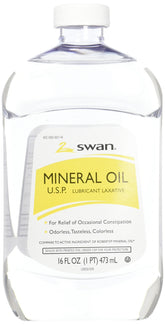 Swan Aceite Mineral 16 onzas, botella, hidratación suave para piel y uñas.