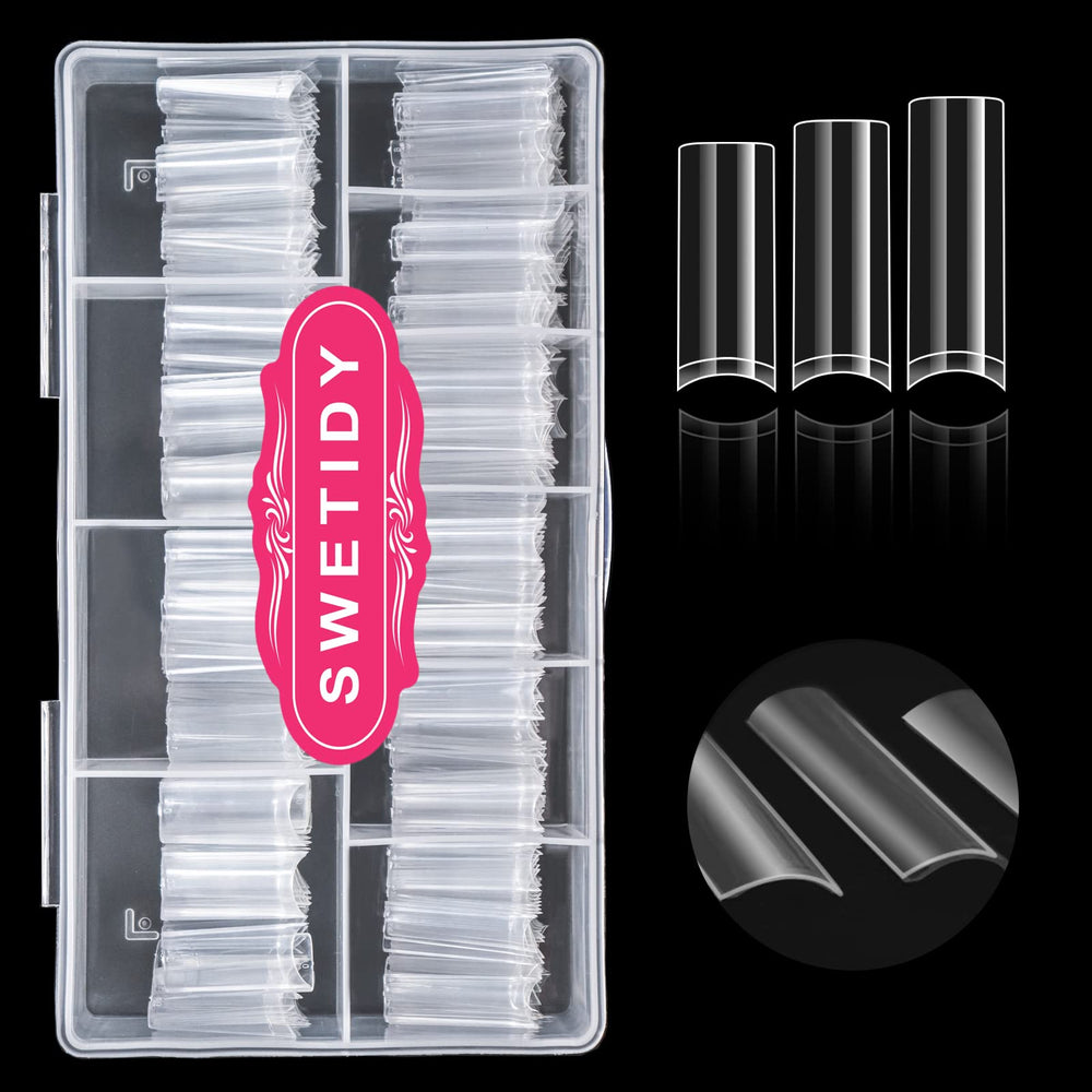 SWETIDY tips de uñas acrílicas rectas y claras, listos para aplicar.
