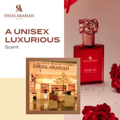 Swiss Arabian Rosa 01 corazón floral con rosas y peonias, aroma romántico