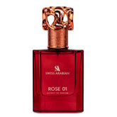 Swiss Arabian Rosa 01 con notas lichi y bergamota, inicio fresco y duradero