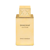 Shaghaf Oud Elixir de Swiss Arabian, frasco frontal, perfume sofisticado para eventos.