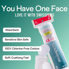 Discos de algodón Swisspers para eliminación de maquillaje con suavidad.