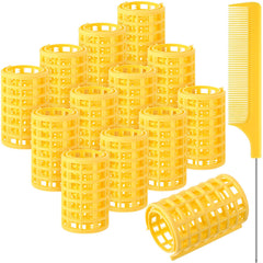 Syhood 12 rodillos plásticos grandes en amarillo para rizos sin calor