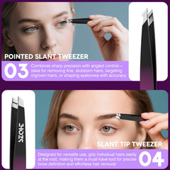 Pinzas SZQHT Cejas, punta plana para retoques precisos.