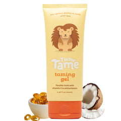 Gel de T is for Tame en la botella, aplicación fácil para peinados diarios de niños.