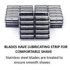 Taconic Shave cartouches double lame fabriquées aux États-Unis pour un rasage précis.