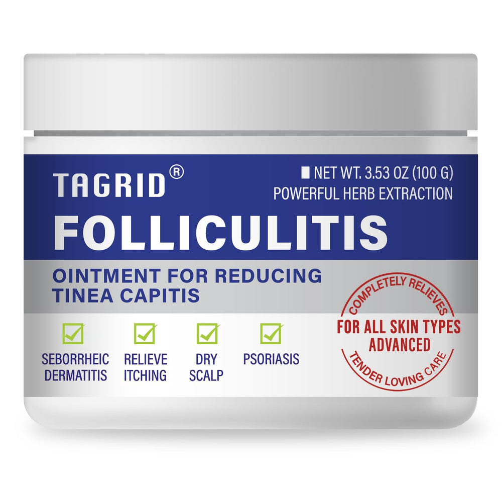 TAGRID Folliculitis Cream bottle close-up showing lightweight hydration.