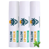 Bálsamo labial Tallowbourn con grasa de vaca y coco para hidratación.