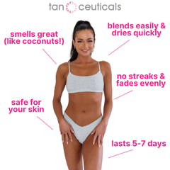 Senteur coco frais de Tanceuticals masque l'odeur du bronzant pour un usage agréable.
