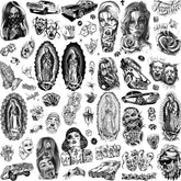 TASROI tatuajes temporales Chicano grandes en hojas; apariencia realista para la piel.