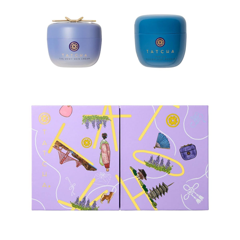 TATCHA Dewy Skin Cream bottle glow demonstrates long-lasting hydration for dry skin.