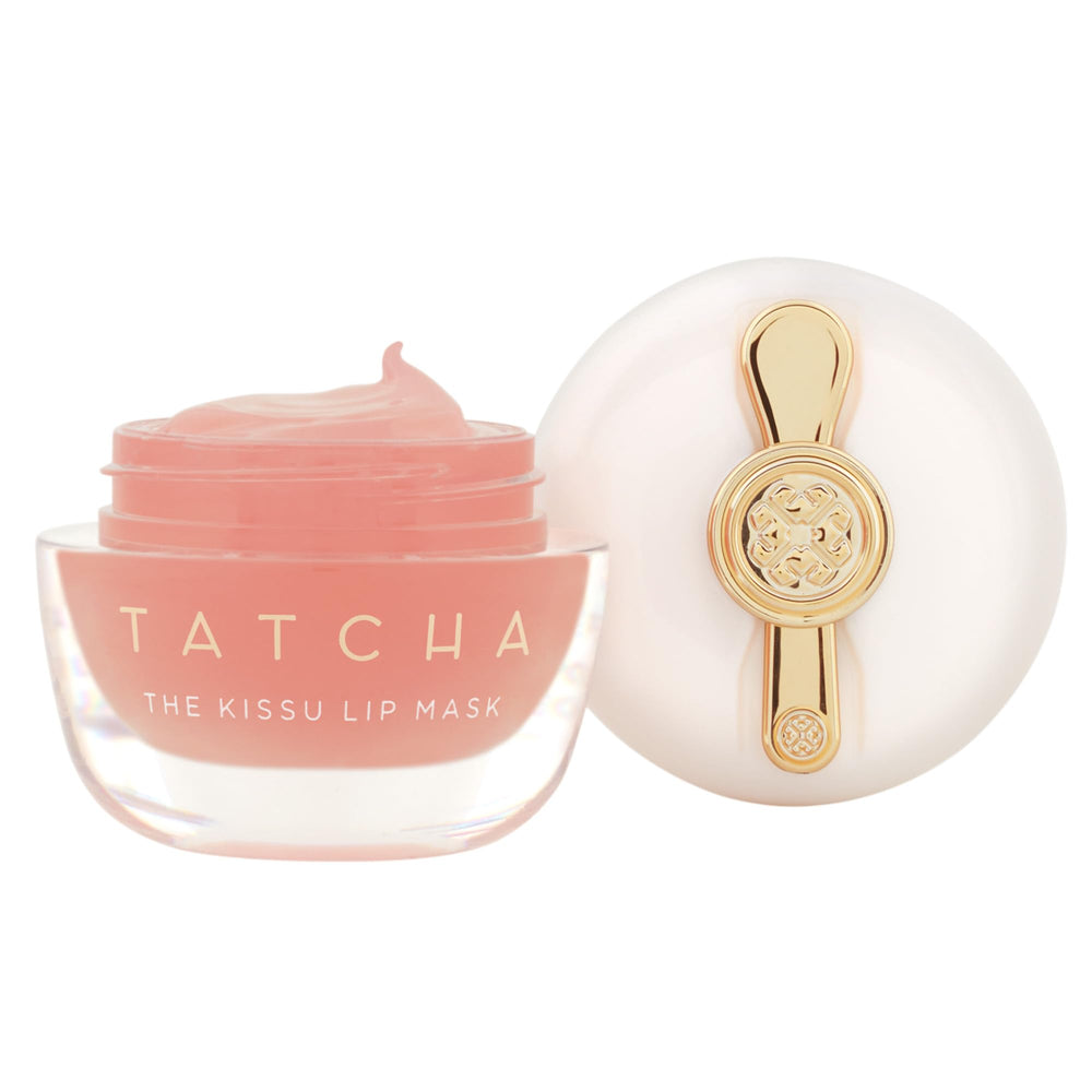 Mascarilla labial Tatcha Kissu en envase, hidratación profunda durante la noche.