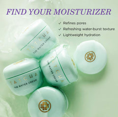 Aplicación burbujeante de agua de TATCHA, entrega hidratación profunda sin grasa.