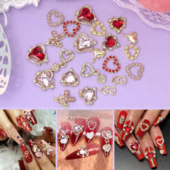 Dijes corazones y lazos de Tatiwoo para uñas, diseño elegante para ocasiones.