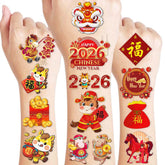 Tatuajes de dragón para Año Nuevo Chino, conjunto de 96 piezas, ideal para fiestas infantiles.