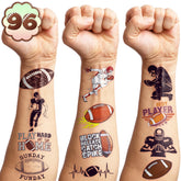 Tatuajes temporales fútbol 96pcs – hojas pre-cortadas listas para fiestas