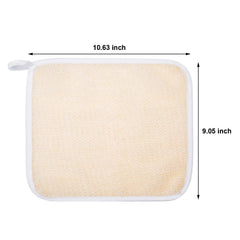 Tatuo paño exfoliante durable, borde reforzado para uso prolongado sin deshilacharse.