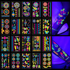 TATUWST tatuajes neon brillan bajo UV para fiestas nocturnas
