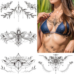 Tazimi flor ramas en espalda negra, cobertura elegante para la espalda con estilo.