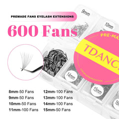 TDANCE 600 Premade Fans: base ultrafina para colocación rápida y precisa.