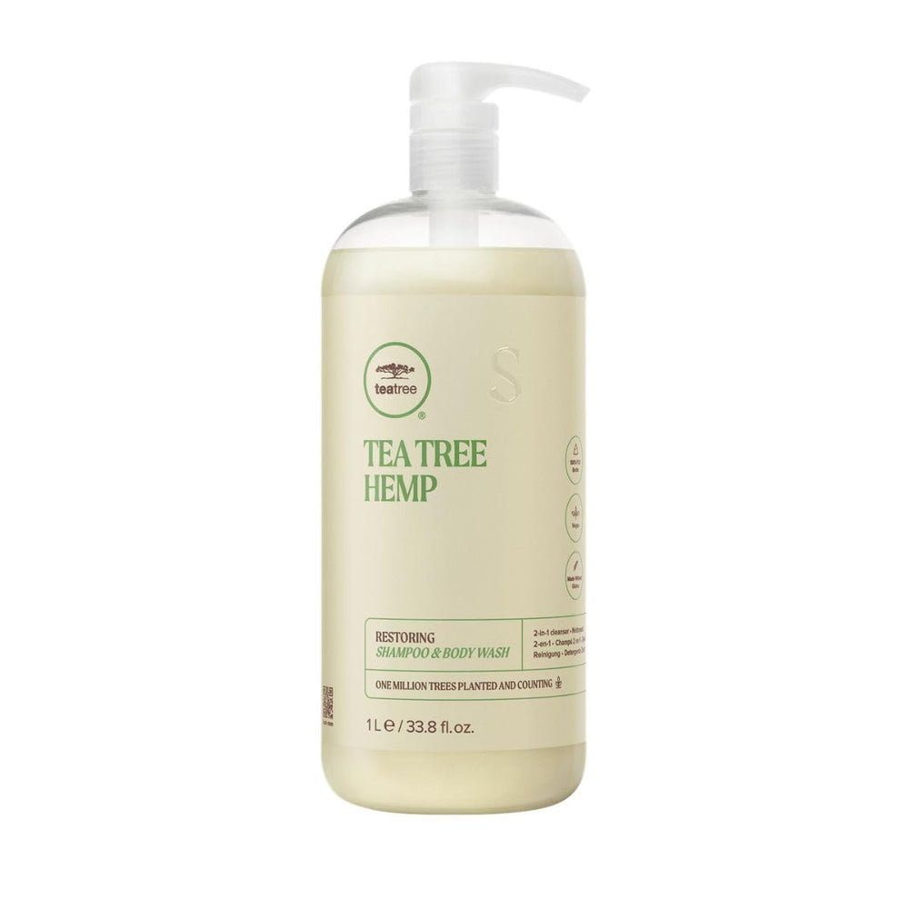 Bouteille Tea Tree Hemp Restoring Shampoo et mousse nourrissante