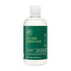 Tea Tree Lemon Sage Thickening Shampoo, botella vertido, aporta volumen ligero.