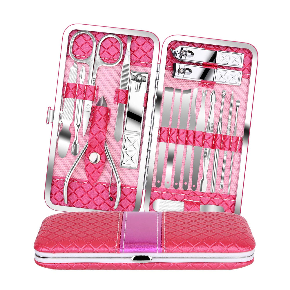 Teamkio set de manicura 18 piezas en estuche, organizado para viaje.