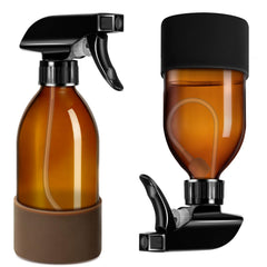 Tecohouse botellas de vidrio ámbar con rociado 360° para limpieza eficiente.