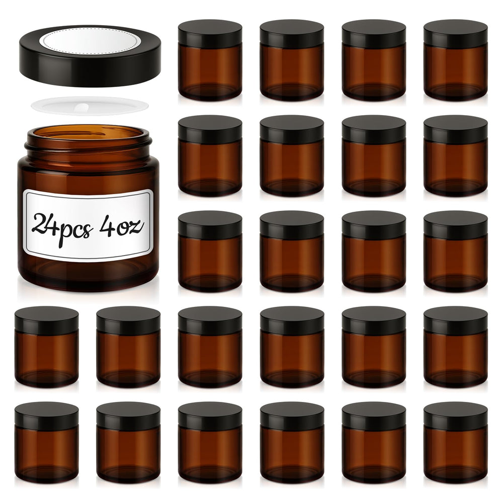 Tecohouse frasco ámbar 4oz con tapa negra, ideal para cosméticos seguros