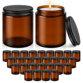 Tecohouse frascos ámbar 8oz con tapa negra para velas y presentaciones elegantes.