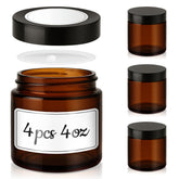 Tecohouse jarras de vidrio ámbar con tapa negra, 4 oz, almacenamiento seguro.