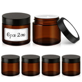 Tecohouse jarras vidrio ámbar 2 oz con tapas negras protegen cosméticos durante el transporte