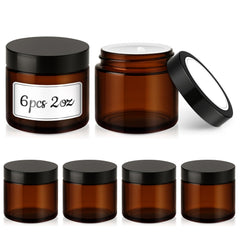 Tecohouse jarras vidrio ámbar 2 oz con tapas negras protegen cosméticos durante el transporte