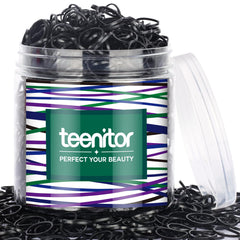 Teenitor banda elástica negra para cabello, ideal para trenzas y coletas seguras.