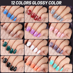 Teenitor glossy nails 12-color set for salon-like shine.