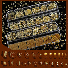 Teenitor gold nail rhinestones in mixed sizes add sparkle