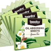 Teenitor hojas absorbentes de aceite té verde 10x7 cm para controlar brillo facial.