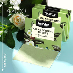 Teenitor papel absorbente de aceite té verde 10x7 cm ideal para piel grasa diaria.
