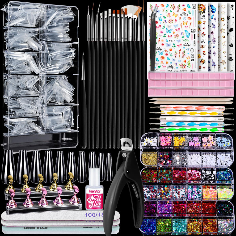 Teenitor tips de uñas claras en forma coffin para acabado natural