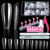 Teenitor tips uñas coffin transparentes para diseños versátiles y personalizados