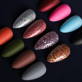 Teenitor uñas en almendra corta mate, conjunto con 12 colores para combinar.